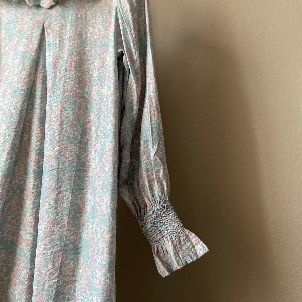 Boho Floral Flounce-collared - NWT H&M Long DRESS ties turquoise/pink - Picture 9 of 16